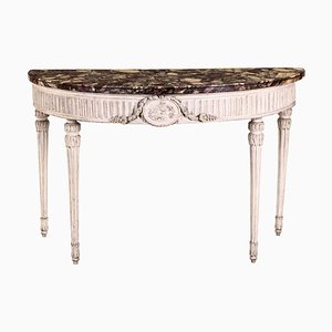 18th-Century Louis XVI Italian Demilune Ivory Painted Console Table-MBH-1032704