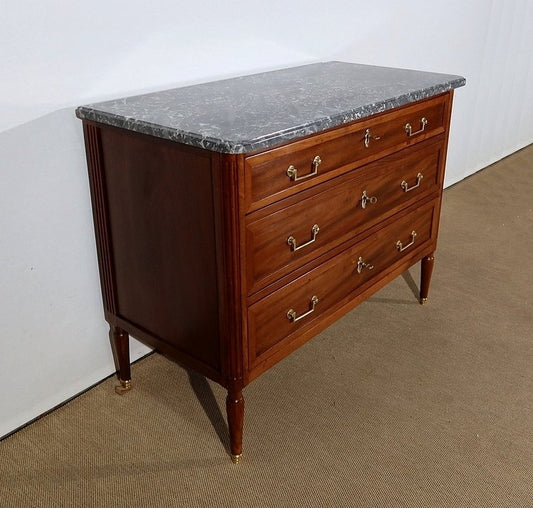 18th Century Louis XVI Solid Mahogany Chest of Drawers by F. Bury