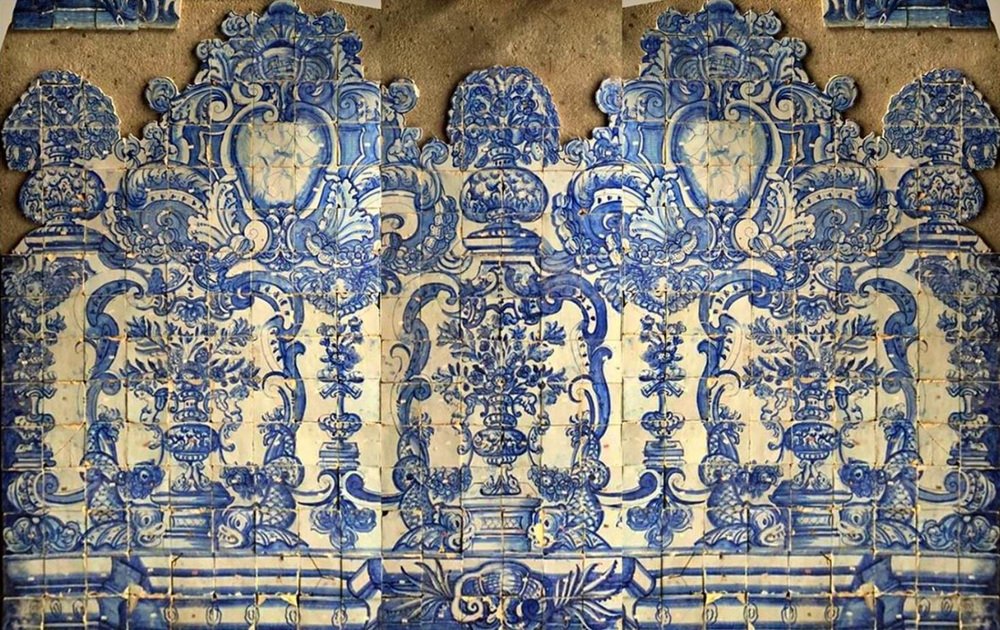 18th Century Portuguese Azulejos Tiles Panel with Vases Decor