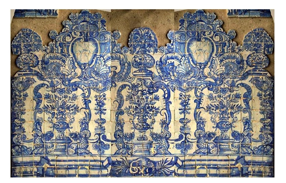 18th Century Portuguese Azulejos Tiles Panel with Vases Decor