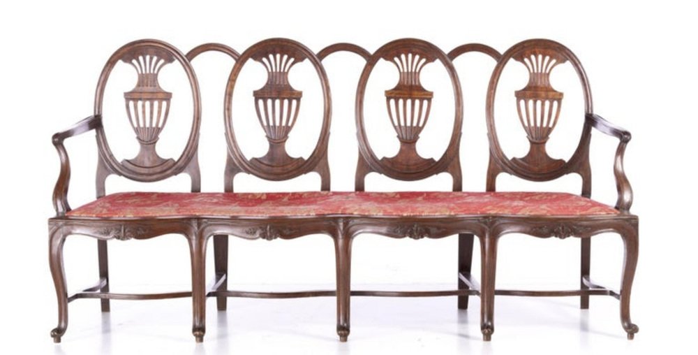 18th Century Portuguese Chairs and Sofa in Oilwood, Set of 9