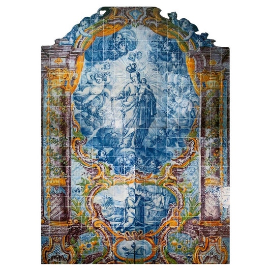 18th Century Portuguese Tiles Panel with The Virgen Decor