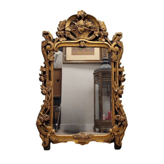 18th Century Regency Mirror in Carved and Gilded Wood, France