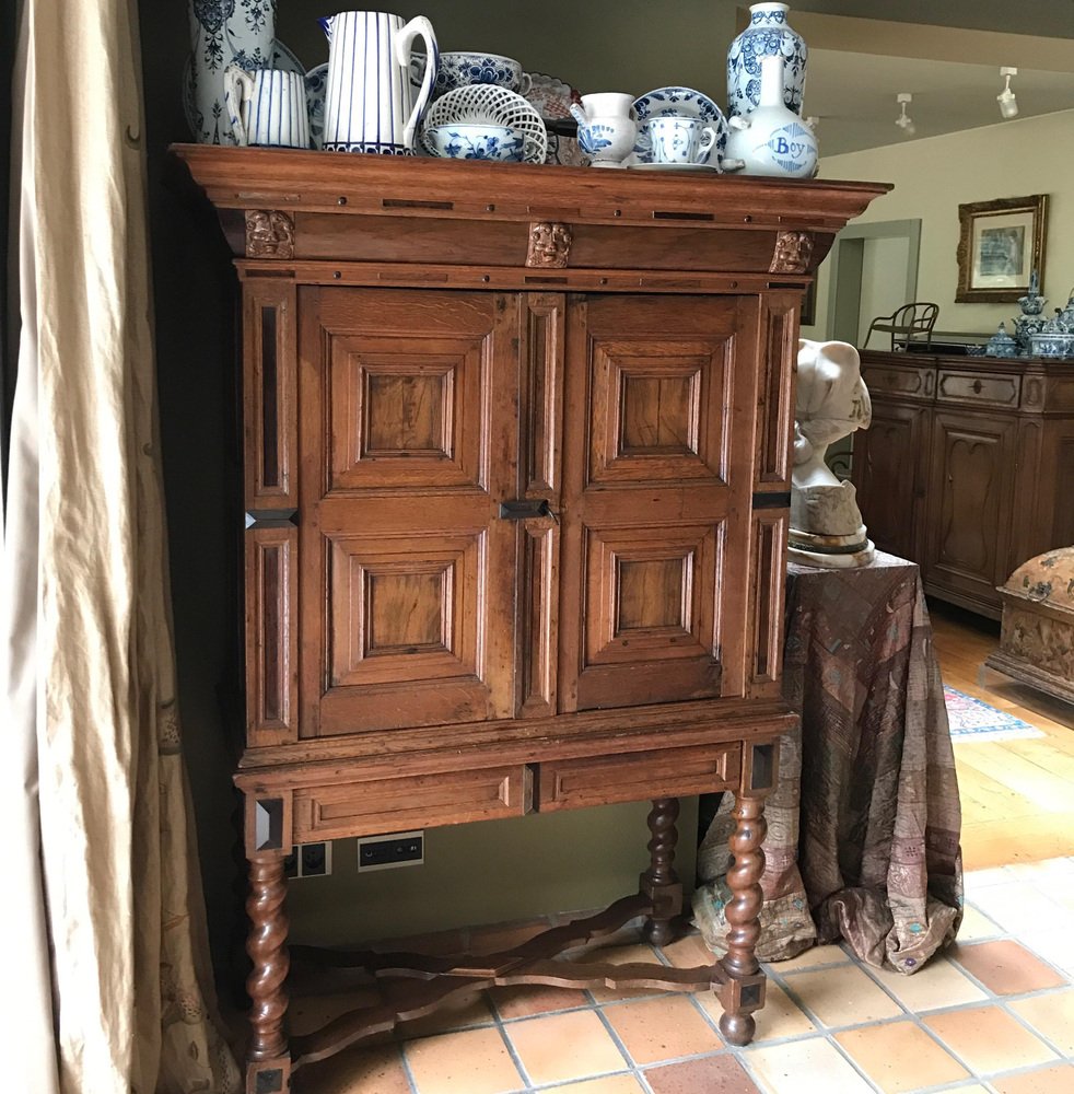 18th Century Renaissance Cabinet on High Legs in Oak, 1750s