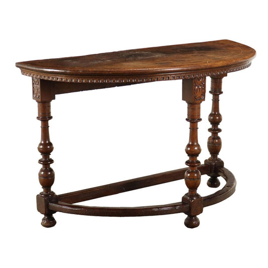 18th Century Semi-Circular Console in Walnut, Italy