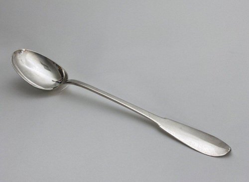 18th Century Silver Stew Spoon with Monogram