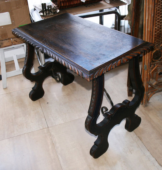 18th Century Spanish Chestnut and Wrought Iron Table