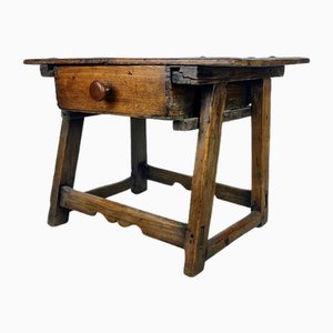 18th Century Spanish Pine Side Table with Drawer-FCK-2036228