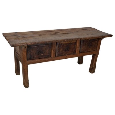 18th Century Spanish Rustic Farmhouse Chestnut Console-XO-1818841