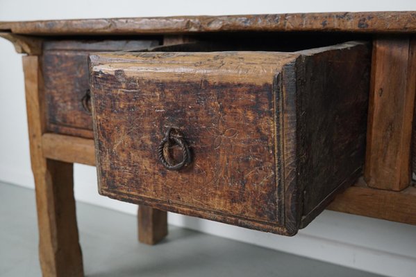 18th Century Spanish Rustic Farmhouse Chestnut Console-XO-1818841