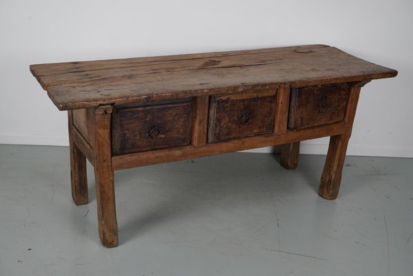 18th Century Spanish Rustic Farmhouse Chestnut Console-XO-1818841