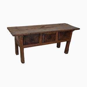 18th Century Spanish Rustic Farmhouse Chestnut Console-XO-1818841