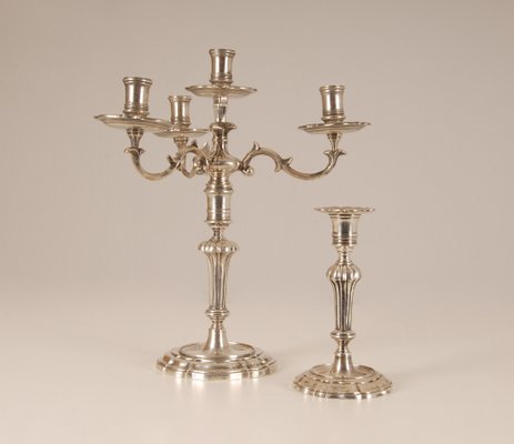 18th Century Sterling Silver Italian Rococo Style Candelabra, Set of 2-GOE-1035008