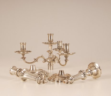 18th Century Sterling Silver Italian Rococo Style Candelabra, Set of 2-GOE-1035008