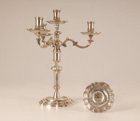 18th Century Sterling Silver Italian Rococo Style Candelabra, Set of 2-GOE-1035008