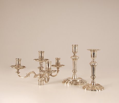 18th Century Sterling Silver Italian Rococo Style Candelabra, Set of 2-GOE-1035008