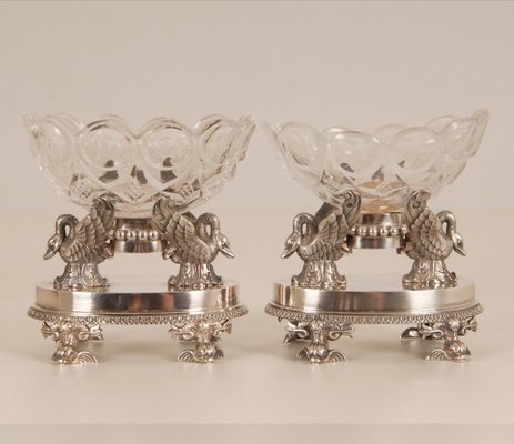 18th Century Sterling Silver Salt Cellars, Set of 2-GOE-1035024