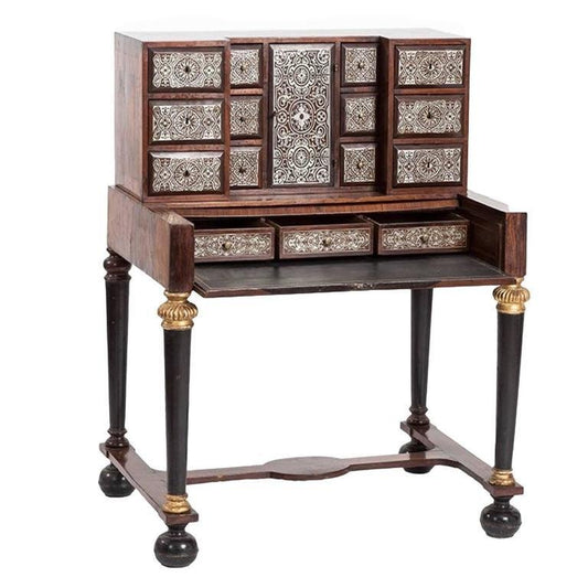 18th Century Tin Marquetry Writing Desk/ Cabinet