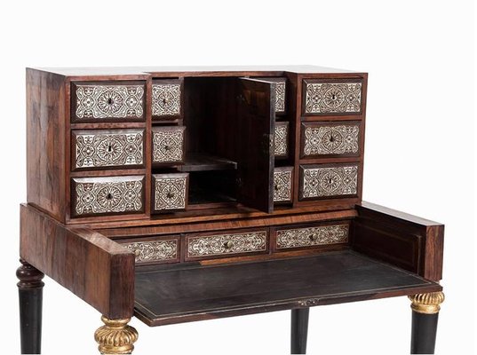 18th Century Tin Marquetry Writing Desk/ Cabinet-FGA-923546