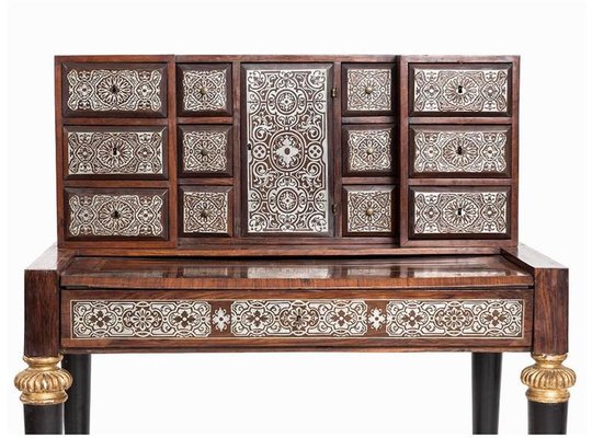 18th Century Tin Marquetry Writing Desk/ Cabinet-FGA-923546