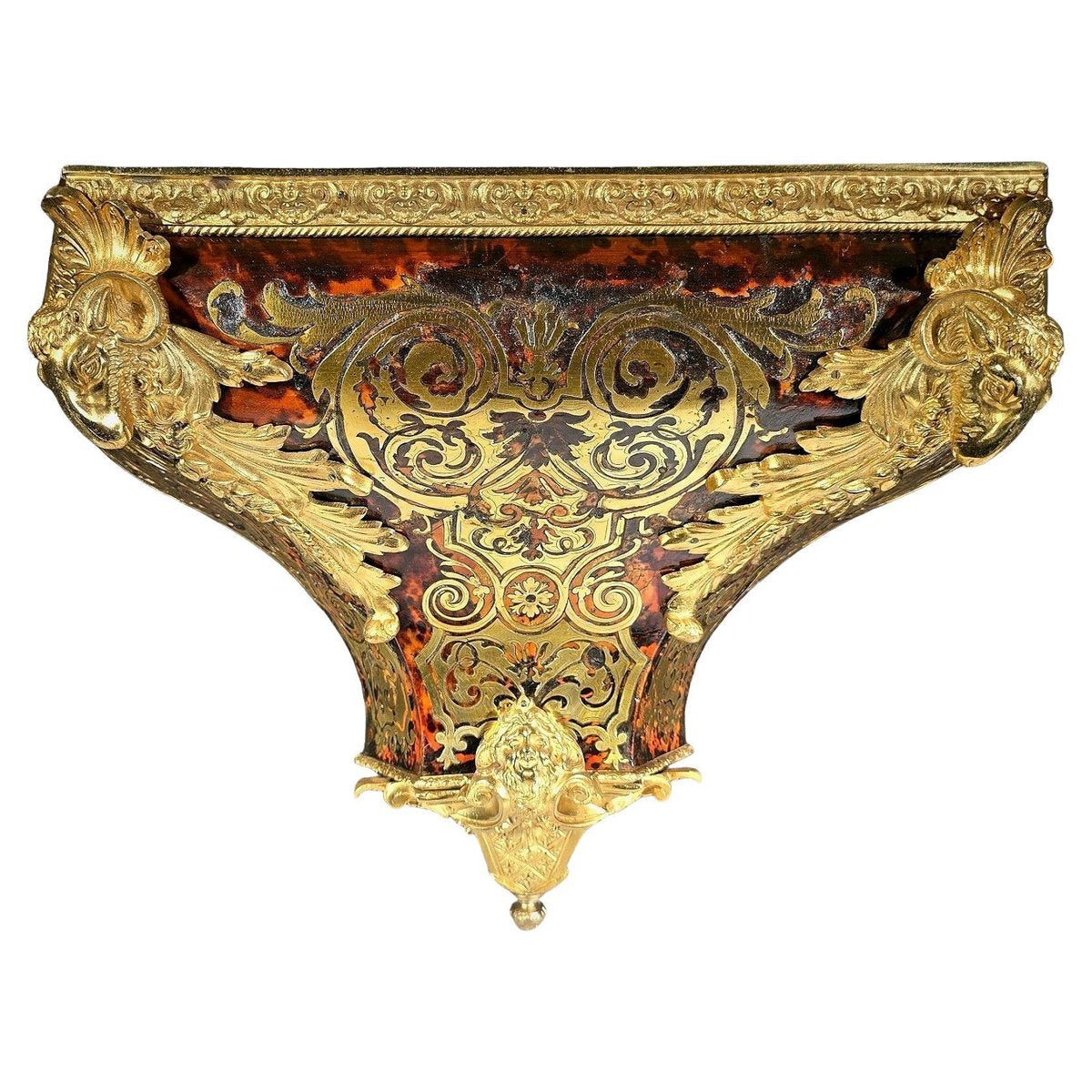 18th Century Wall Pedestal with Boulle Marquetry and Mercury Gilt Bronzes, 1750