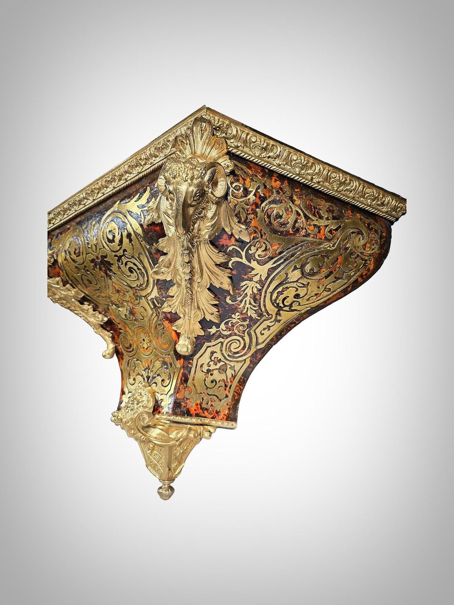 18th Century Wall Pedestal with Boulle Marquetry and Mercury Gilt Bronzes, 1750