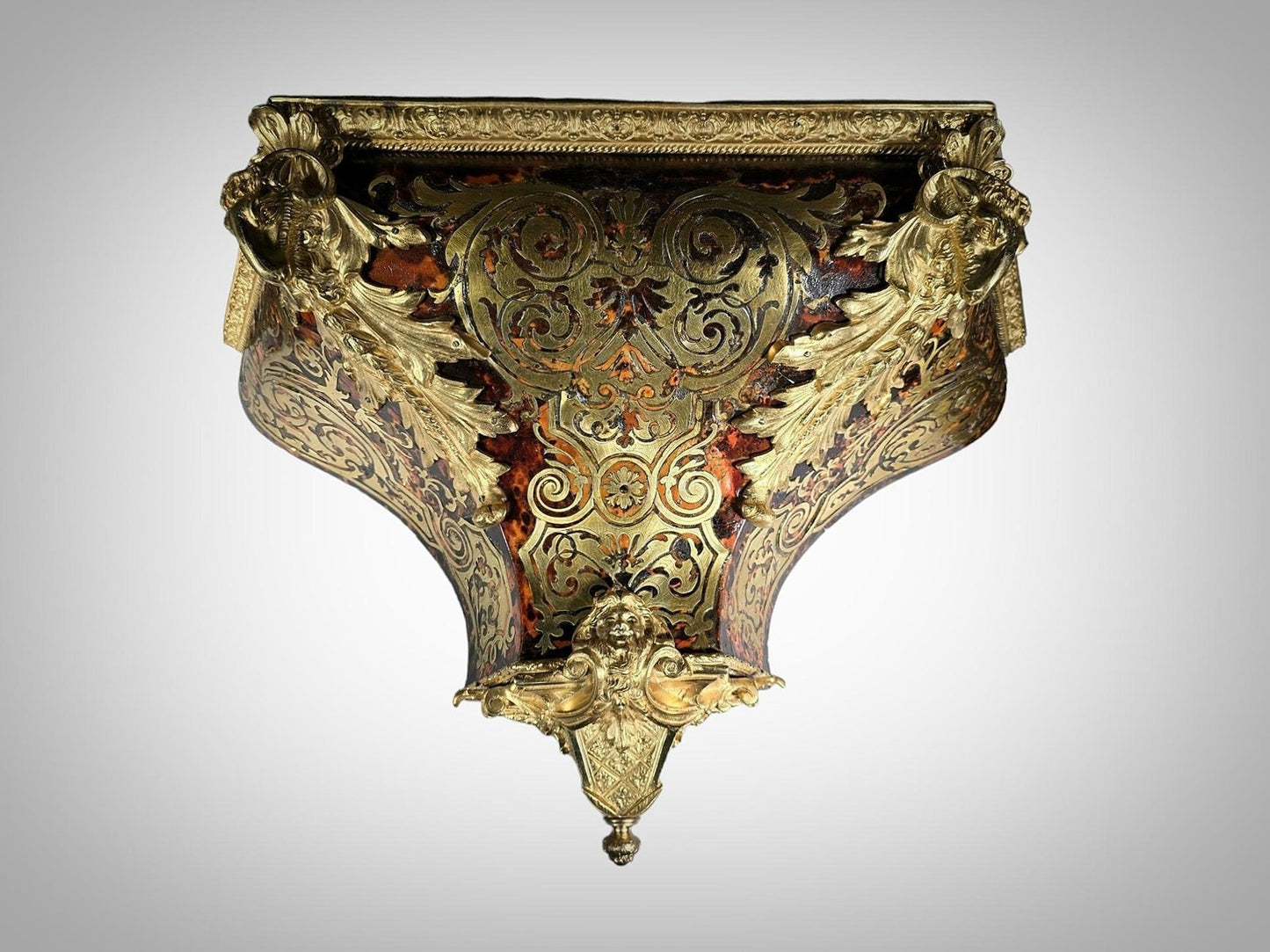 18th Century Wall Pedestal with Boulle Marquetry and Mercury Gilt Bronzes, 1750