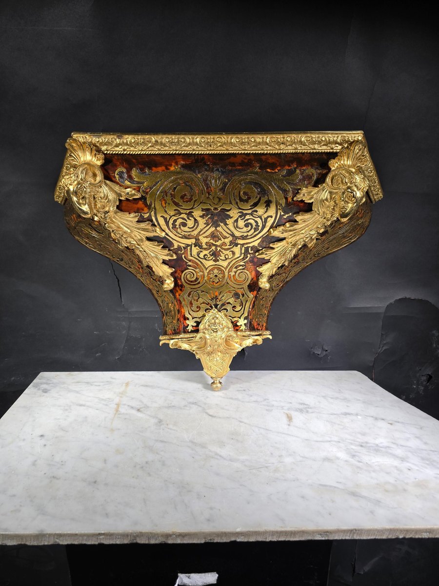 18th Century Wall Pedestal with Boulle Marquetry and Mercury Gilt Bronzes, 1750