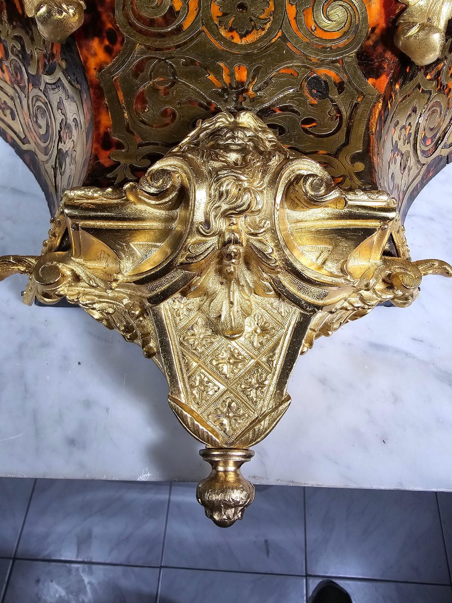 18th Century Wall Pedestal with Boulle Marquetry and Mercury Gilt Bronzes, 1750