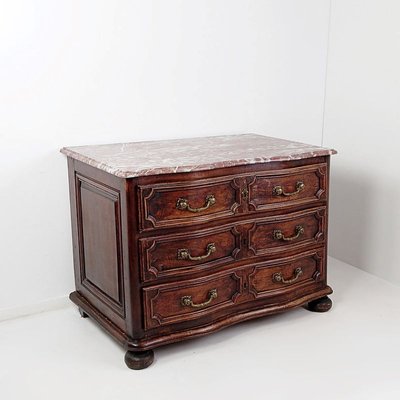 18th Century Walnut Chest of Drawers with Red Marble Top-JG-1785053