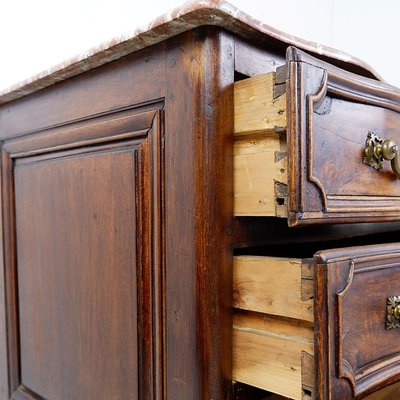 18th Century Walnut Chest of Drawers with Red Marble Top-JG-1785053