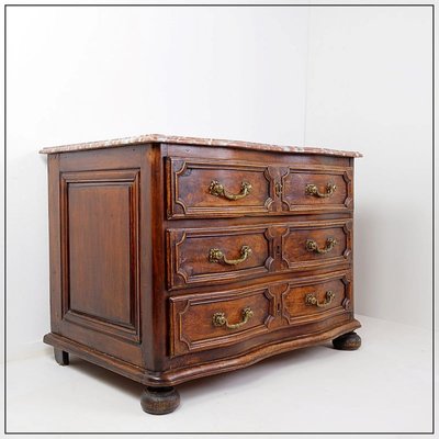 18th Century Walnut Chest of Drawers with Red Marble Top-JG-1785053