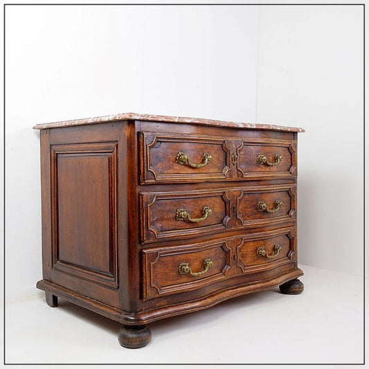 18th Century Walnut Chest of Drawers with Red Marble Top