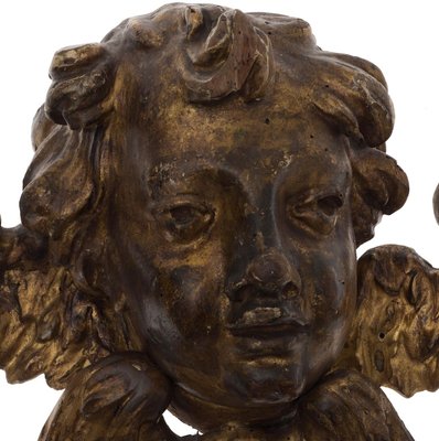 18th Century Wooden Gilded Angel Heads, Set of 2-ZCI-752783