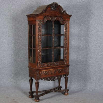 19 Century Baroque Showcase in Oak, 1800s-DXD-1703581