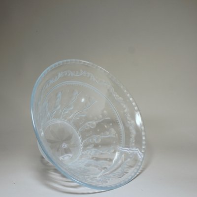 1920-30s Engraved Bowl in Glass Signed by Edward Hald for Orrefors, Sweden Signed with of He 67-29-SGX-1233697