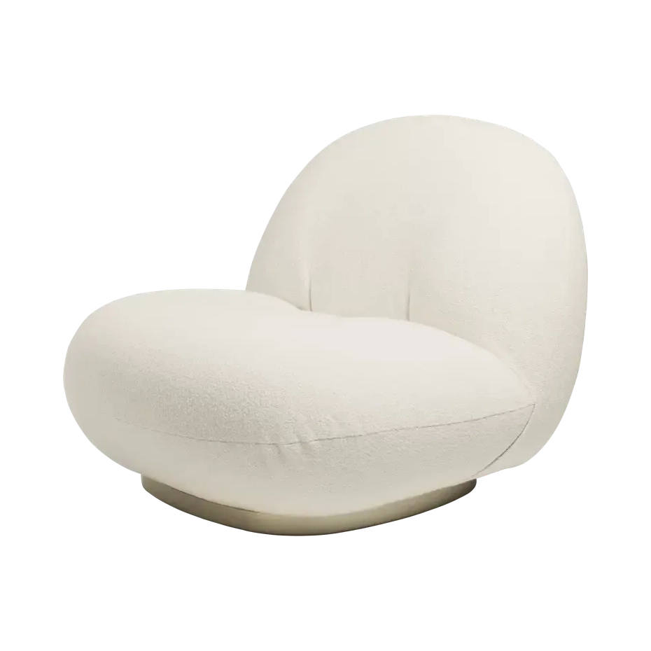 Pacha Lounge Chair by Gubi #Harp GUBI (24 Ivory) / Pearl Gold