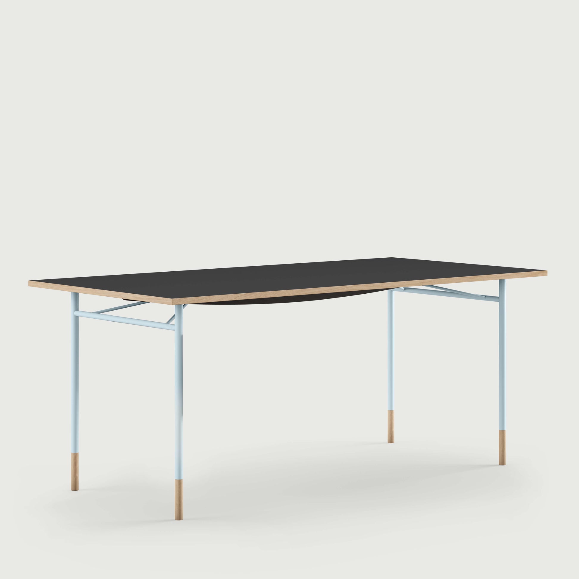 THE NYHAVN DESK by House of Finn Juhl #Oak Clear Oil / Black Linoleum/Light Blue