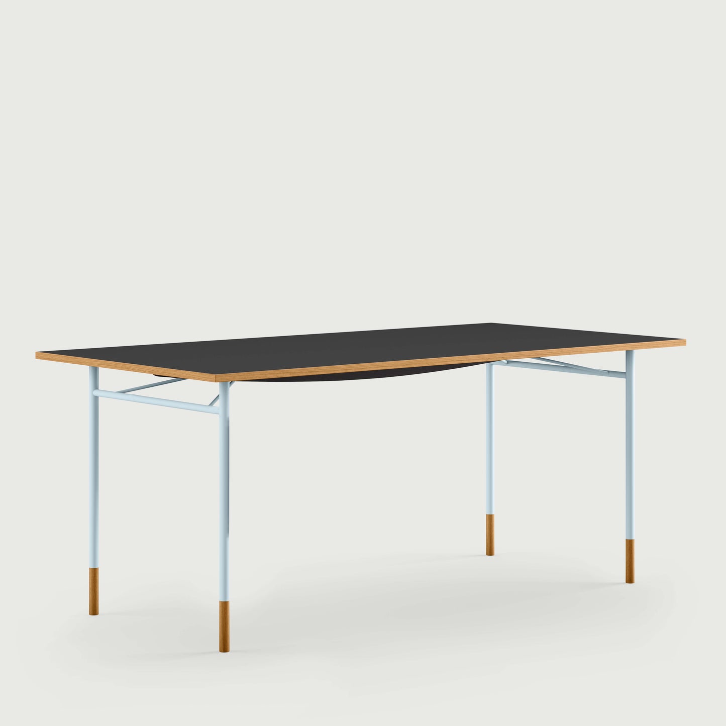 THE NYHAVN DESK by House of Finn Juhl #Oak Dark Oil / Black Linoleum/Light Blue