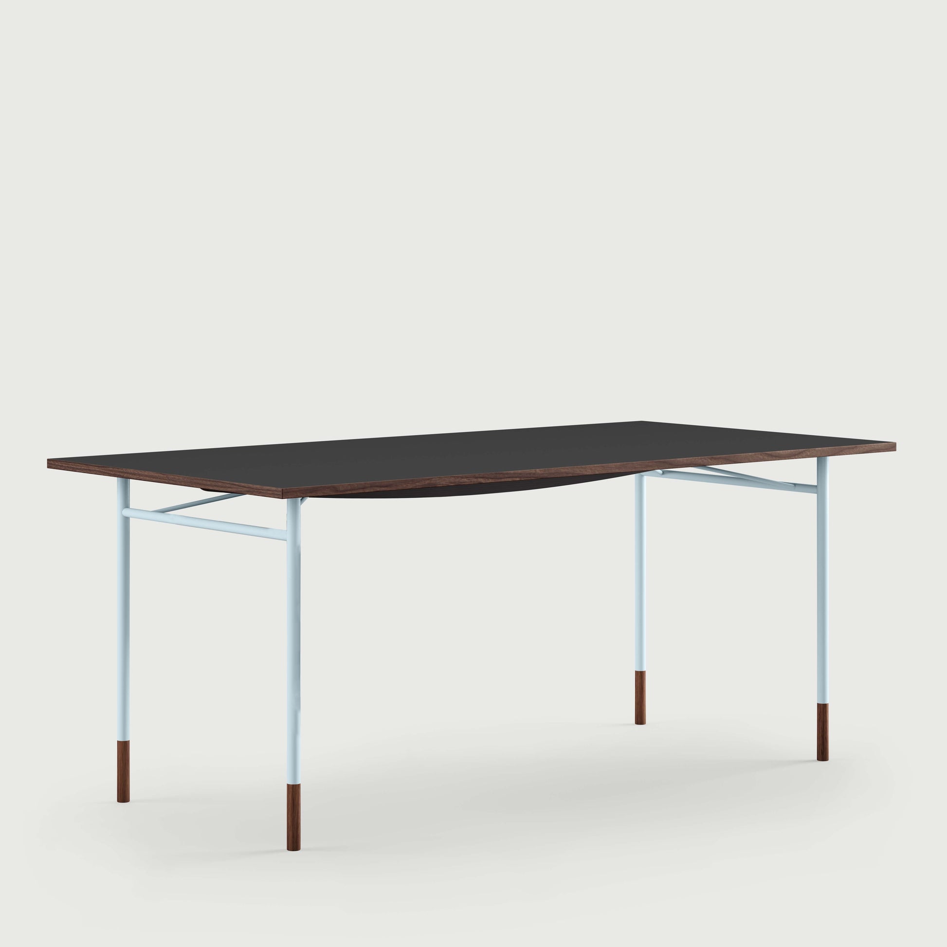 THE NYHAVN DESK by House of Finn Juhl #Walnut / Black Linoleum/Light Blue