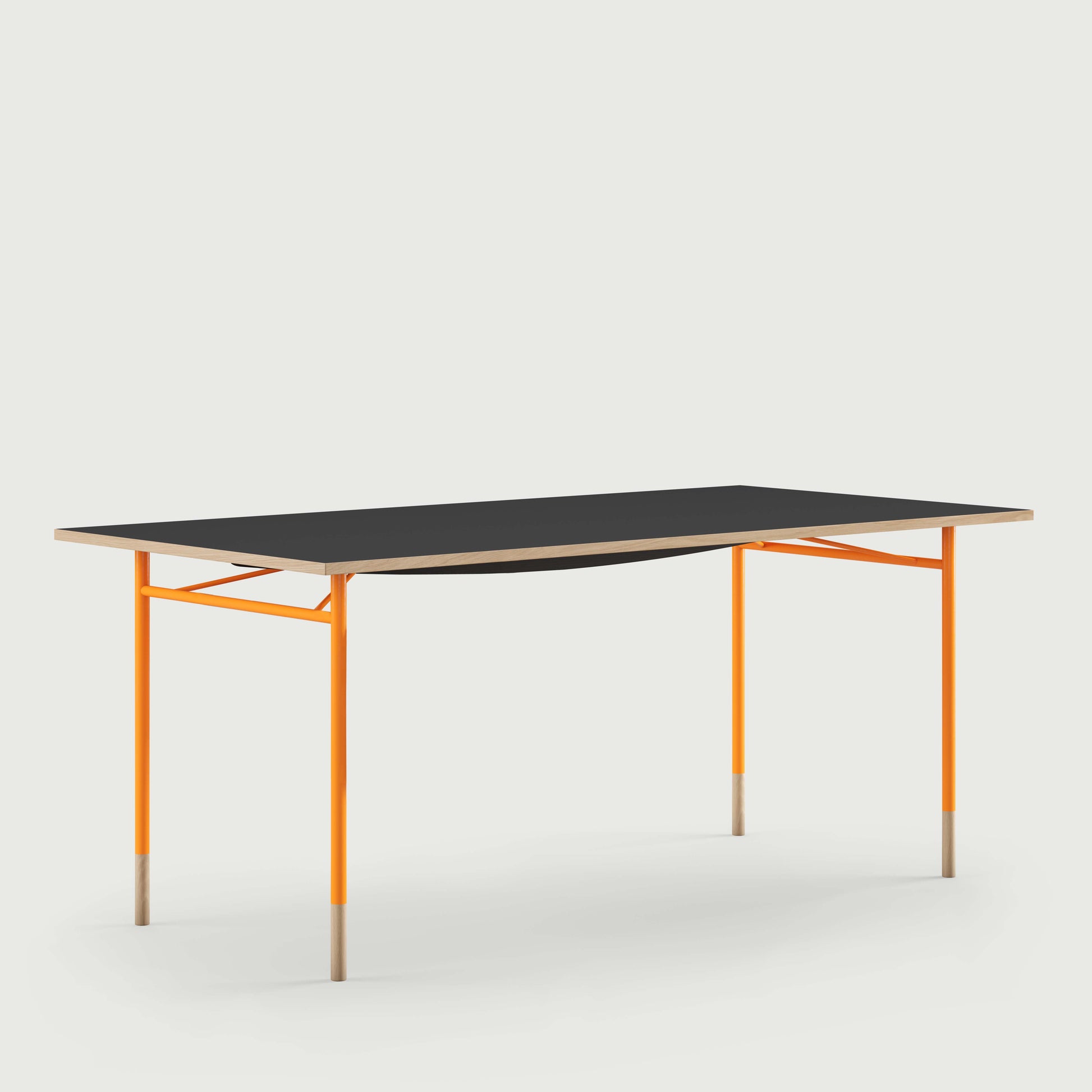 THE NYHAVN DESK by House of Finn Juhl #Oak Clear Oil / Black Linoleum/Orange