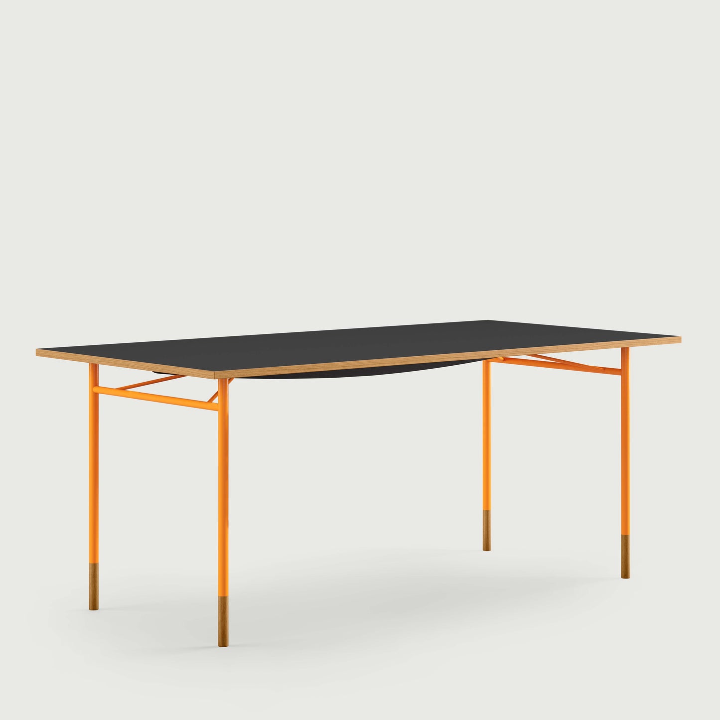 THE NYHAVN DESK by House of Finn Juhl #Oak Dark Oil / Black Linoleum/Orange