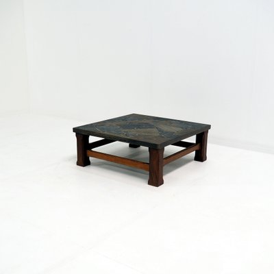 1960s Coffee Table Made of Oak and Norwegian Sell Pillarguri Slate-SV-1823810