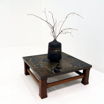 1960s Coffee Table Made of Oak and Norwegian Sell Pillarguri Slate-SV-1823810