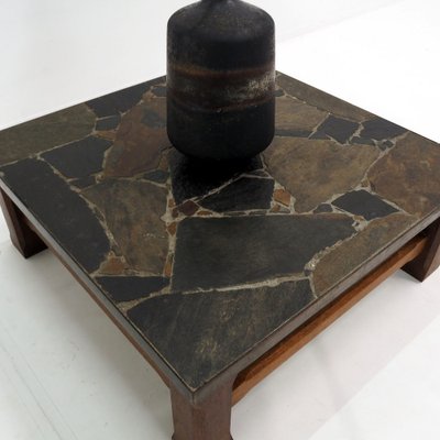 1960s Coffee Table Made of Oak and Norwegian Sell Pillarguri Slate-SV-1823810