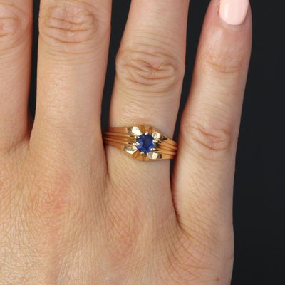 1960s Sapphire 18 Karat Yellow Gold Bangle Ring-OLU-1704242