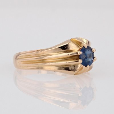 1960s Sapphire 18 Karat Yellow Gold Bangle Ring-OLU-1704242