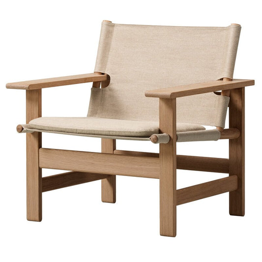 Canvas chair w. seat cushion by Fredericia #oiled oak - natural canvas #