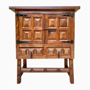 19th Catalan Spanish Baroque Carved Walnut Tuscan Two Drawers Chest of Drawers-NOU-1189173