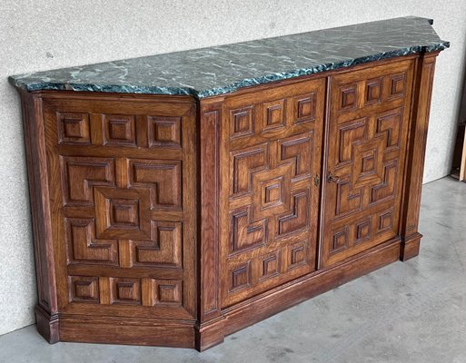 19th Catalan Spanish Baroque Carved Walnut Tuscan Two Drawers Credenza or Buffet, 1920-PSK-1426213